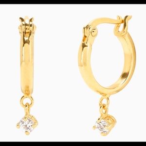 Mejuri White Sapphire Charm Dangle Huggies in Gold